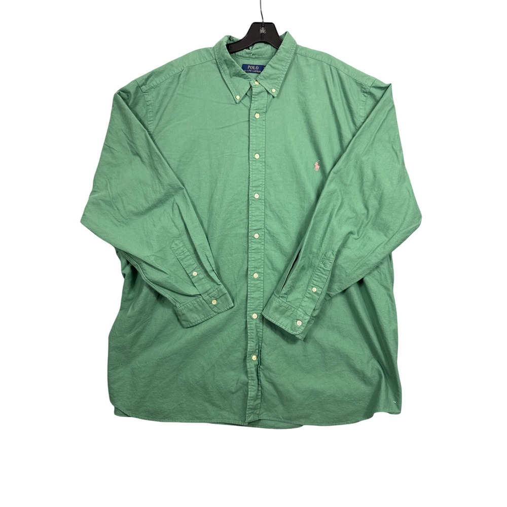 Polo‎ Ralph Lauren Mens 3XB Green Cotton Oxford Button Down Shirt Pink Pony Logo